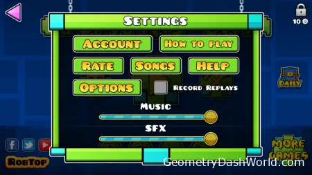 Настройка параметров Геометрия Даш